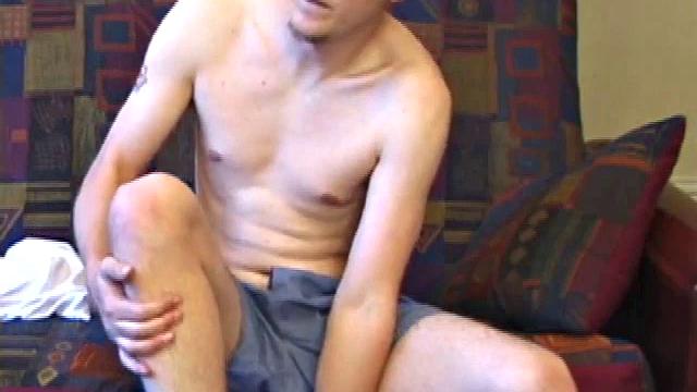 It's been a few days since Ethan busted his nut, so he gets busy right away. Soon he has a very impressive and veiny cock poking out of his boxers.