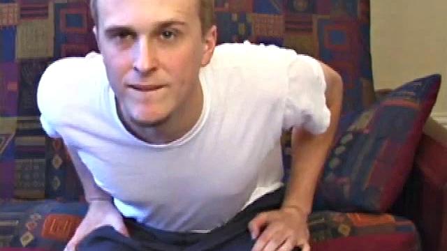 It's been a few days since Ethan busted his nut, so he gets busy right away. Soon he has a very impressive and veiny cock poking out of his boxers.