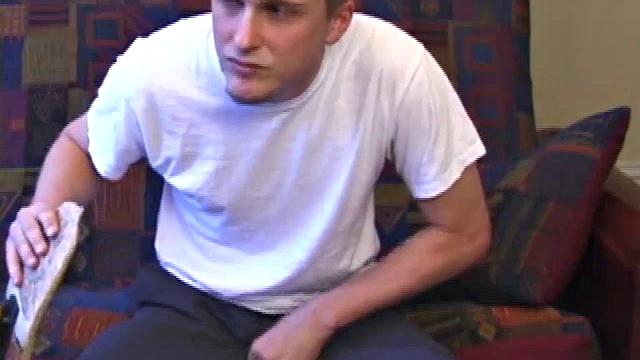 It's been a few days since Ethan busted his nut, so he gets busy right away. Soon he has a very impressive and veiny cock poking out of his boxers.