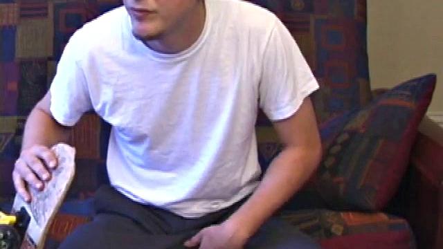 It's been a few days since Ethan busted his nut, so he gets busy right away. Soon he has a very impressive and veiny cock poking out of his boxers.