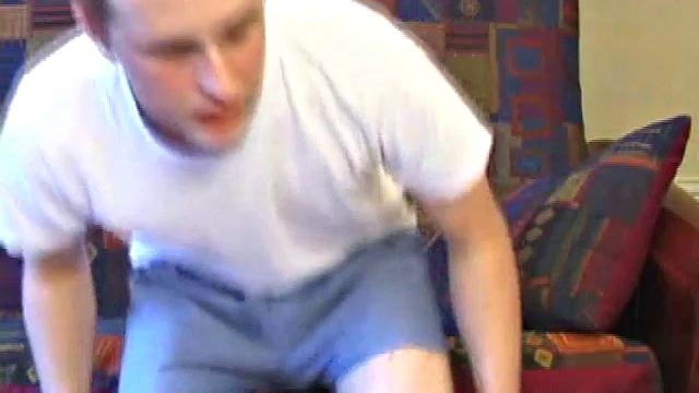 It's been a few days since Ethan busted his nut, so he gets busy right away. Soon he has a very impressive and veiny cock poking out of his boxers.