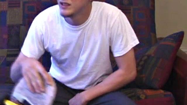 It's been a few days since Ethan busted his nut, so he gets busy right away. Soon he has a very impressive and veiny cock poking out of his boxers.