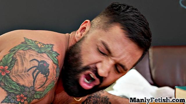 Bearded teacher gets fucked by witch and stud in 3some