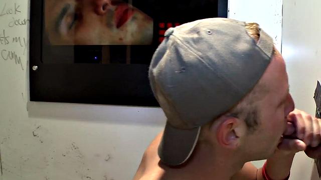 Real straight guy gets gloryhole BJ before cumming in mouth