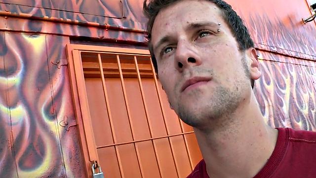 Real straight guy gets gloryhole BJ before cumming in mouth