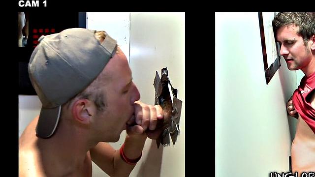 Real straight guy gets gloryhole BJ before cumming in mouth