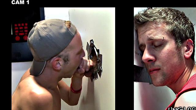Real straight guy gets gloryhole BJ before cumming in mouth