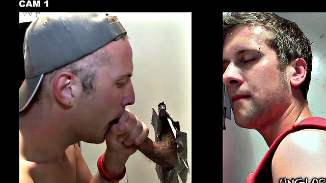 Real straight guy gets gloryhole BJ before cumming in mouth