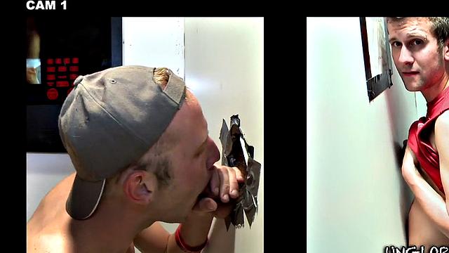 Real straight guy gets gloryhole BJ before cumming in mouth