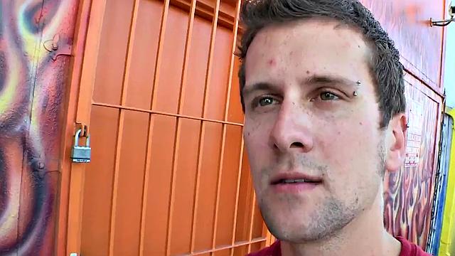 Real straight guy gets gloryhole BJ before cumming in mouth