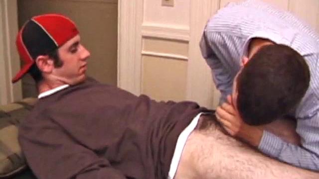 When Tag comes home and finds the massage table out, Matthew has him lie down on it and quickly strips his clothes off to get his hands on that cock. Tag finds someone's dick and starts blowing.