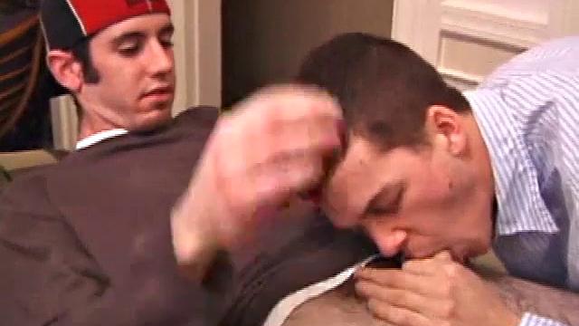 When Tag comes home and finds the massage table out, Matthew has him lie down on it and quickly strips his clothes off to get his hands on that cock. Tag finds someone's dick and starts blowing.