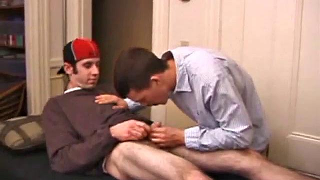 When Tag comes home and finds the massage table out, Matthew has him lie down on it and quickly strips his clothes off to get his hands on that cock. Tag finds someone's dick and starts blowing.