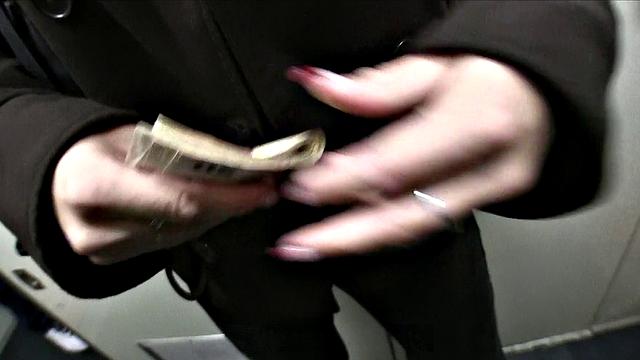 Blonde bombshell takes stranger's cock in her tight pussy on a train