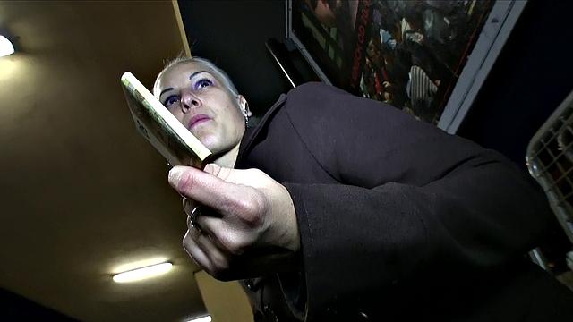 Blonde bombshell takes stranger's cock in her tight pussy on a train