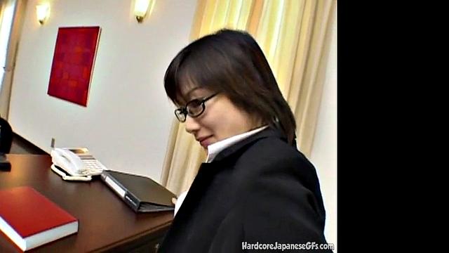 Hot Japanese Secretary blowjob for his boss