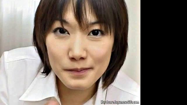 Hot Japanese Secretary blowjob for his boss