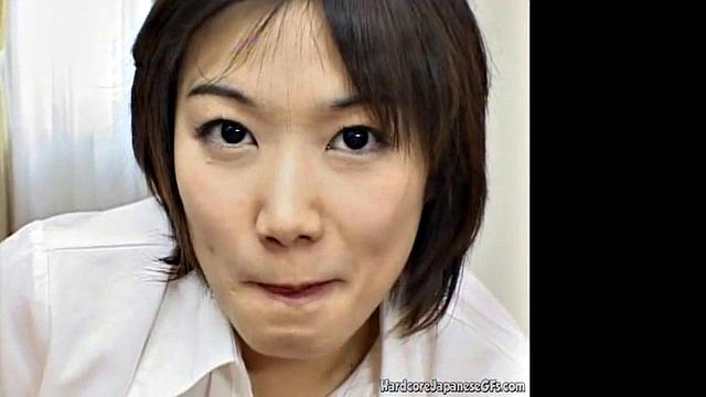 Hot Japanese Secretary blowjob for his boss