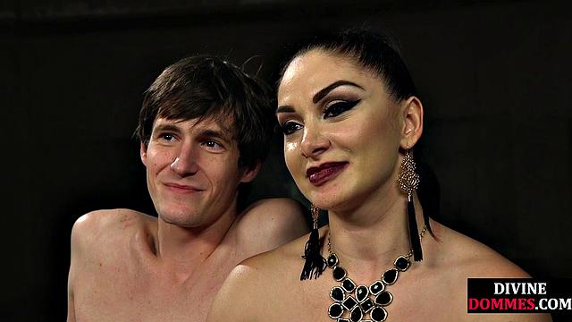 Strap-on femdom pegging loser’s ass