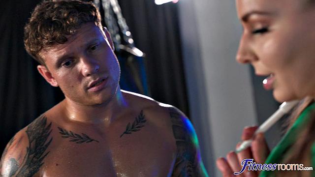 Squirting on a fit guy's big cock