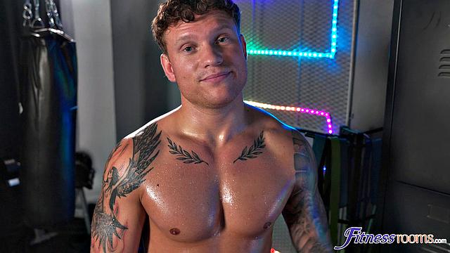 Squirting on a fit guy's big cock