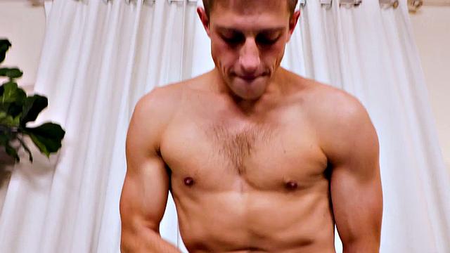 Anal fingering debut stud jerks in solo casting action