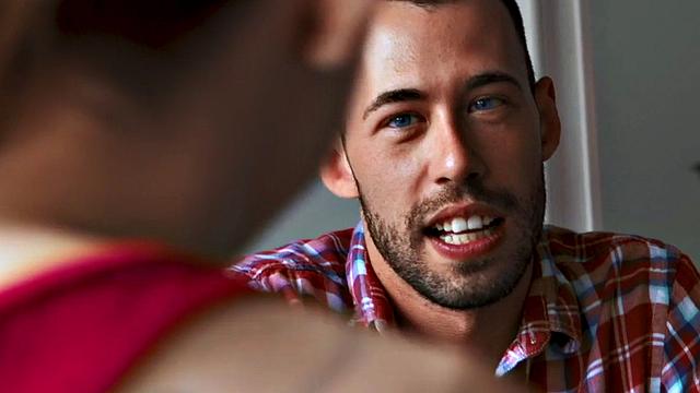 Skinny redhead teen strapon pegs dude in bisex 3some