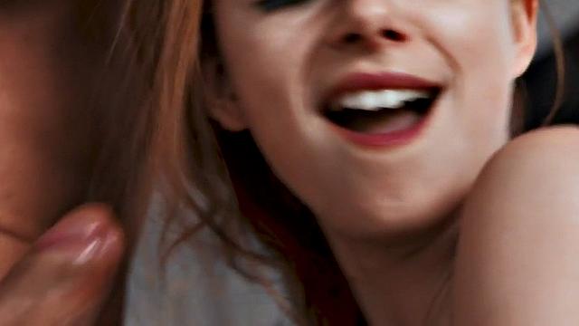 Skinny redhead teen strapon pegs dude in bisex 3some