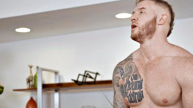 Solo tattooed jock loves stroking his hard dick