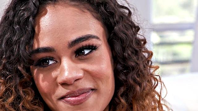 Hairybush ebony bae sharing cock with slut in 3way