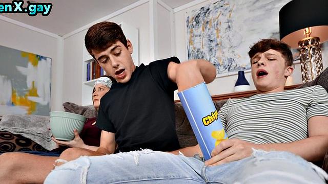 Manly stud barebacks 21yo BF's asshole at home on couch