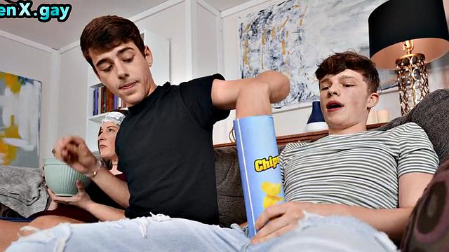 Manly stud barebacks 21yo BF's asshole at home on couch