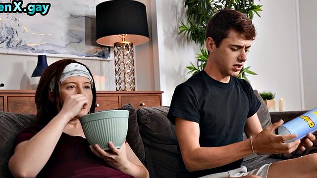 Manly stud barebacks 21yo BF's asshole at home on couch