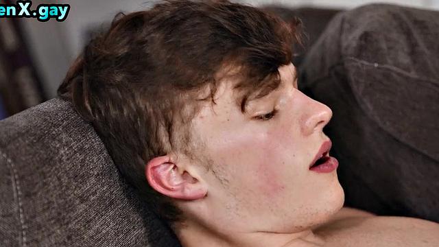 Manly stud barebacks 21yo BF's asshole at home on couch