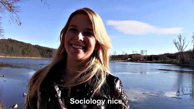 Euro Blonde Bangs Outside