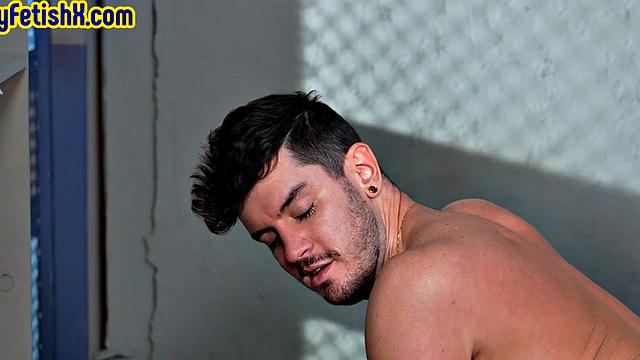 Prison jock enjoys deep anal fisting by roommate