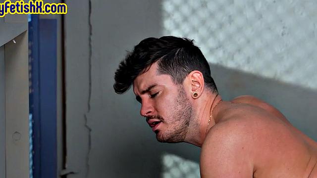 Prison jock enjoys deep anal fisting by roommate