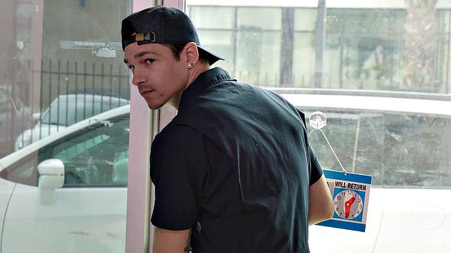 Athletic jock bareback fucked in store till cumshot