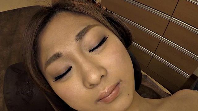 Oiled Asian slut fingered in pussy by dirty partner