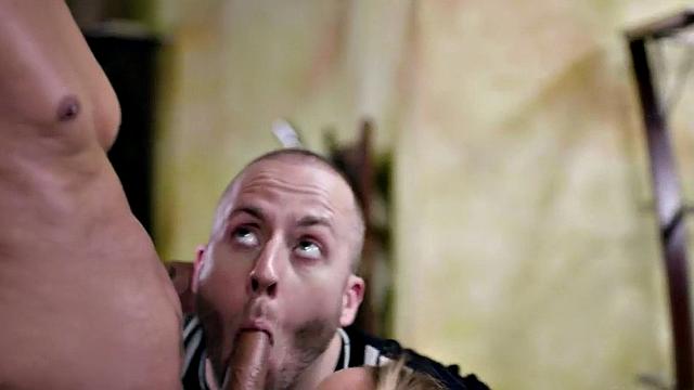 Bisexual deepthroat competition for slut and man