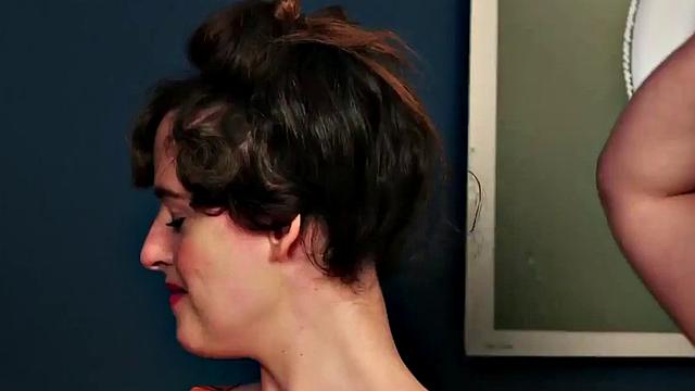 Busty British CFNM mistresses wanking submissives in group