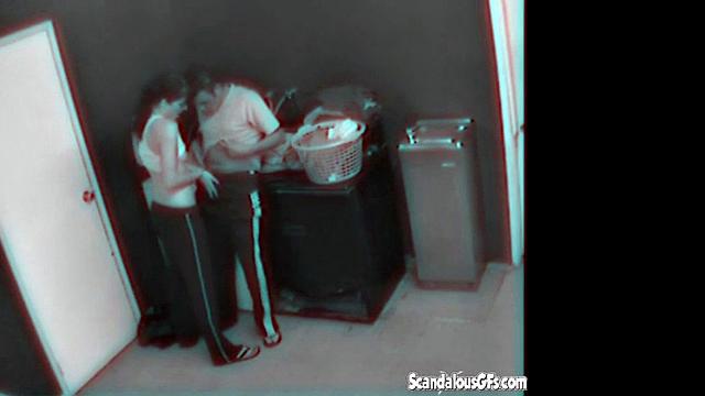 Horny couple bored with doggystyle & laundry get wild with hard fucking and Licking