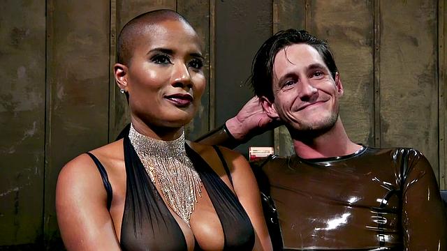 Cruel dominatrix spanks incel