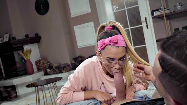 Stepsis sucking dick before riding cock in taboo couple