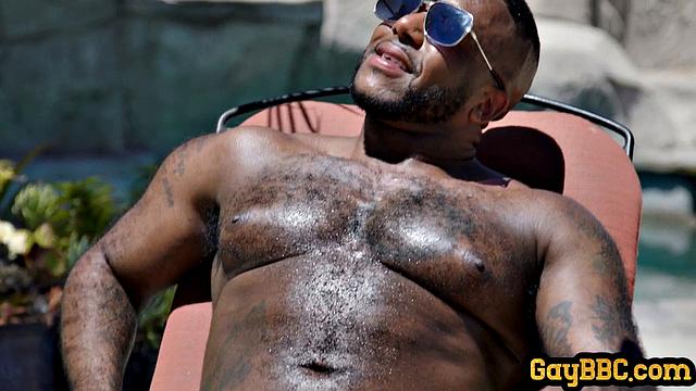 Muscled ebony ridden by horny gay