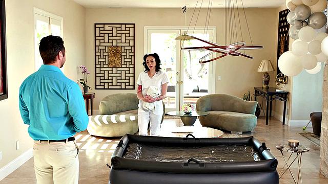 NURU MASSAGE - Hot Tattooed Babe Charlotte Sins Gives A Perfect Massage With Her Feet And Pussy