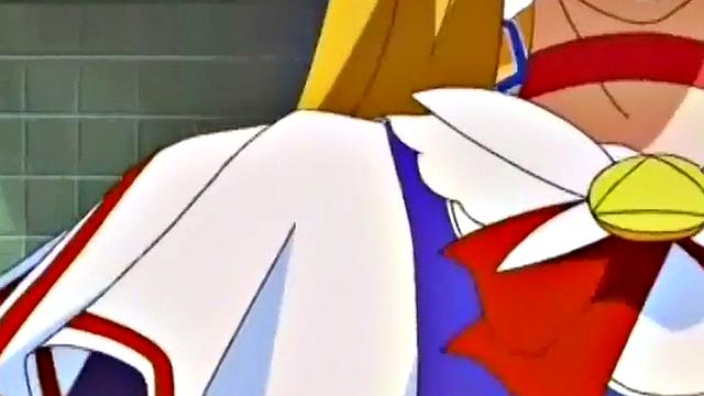 Weird anime teen smashes crotch