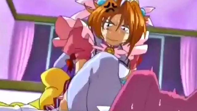 Weird anime teen smashes crotch