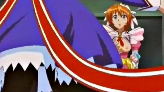 Weird anime teen smashes crotch