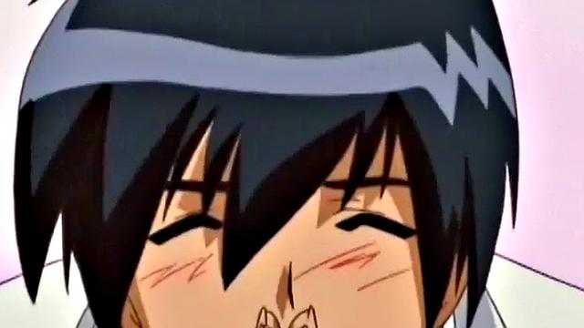 Weird anime teen smashes crotch